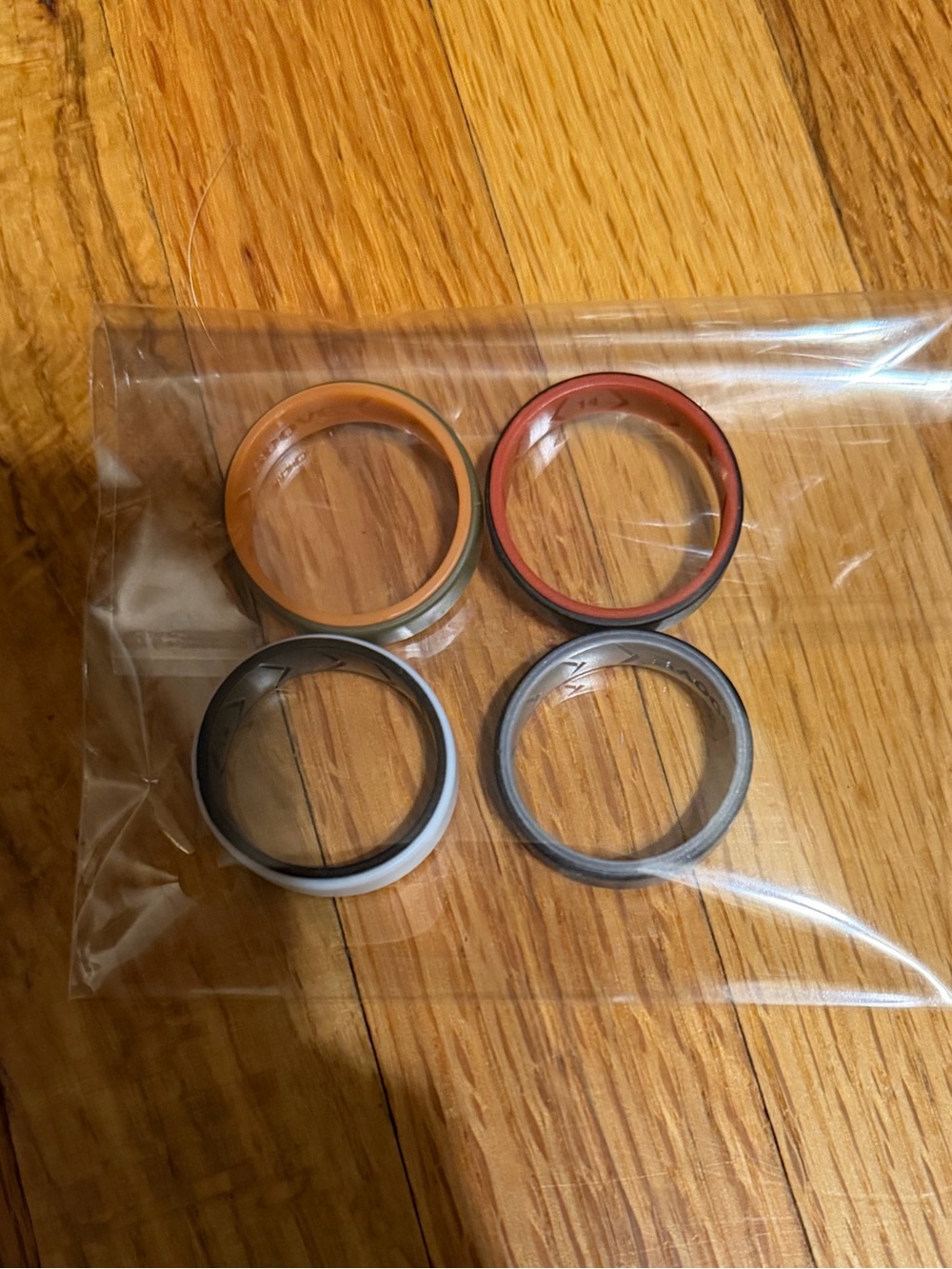 Men's Ring Set in Orange, Red, Black, and Silver — Rubber